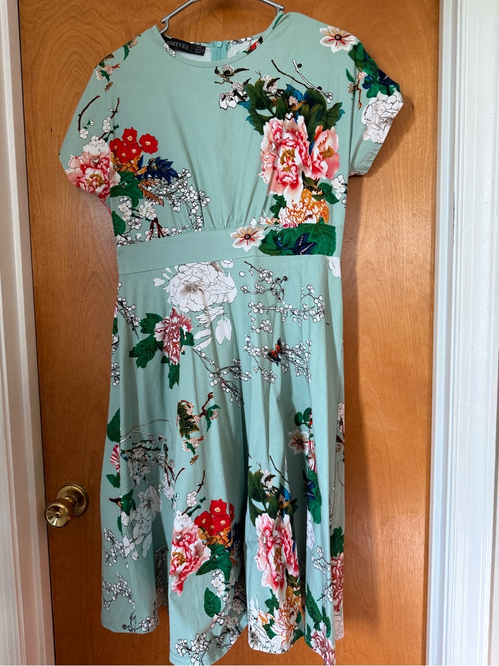 Floral Fit-and-Flare Midi Dress in Mint